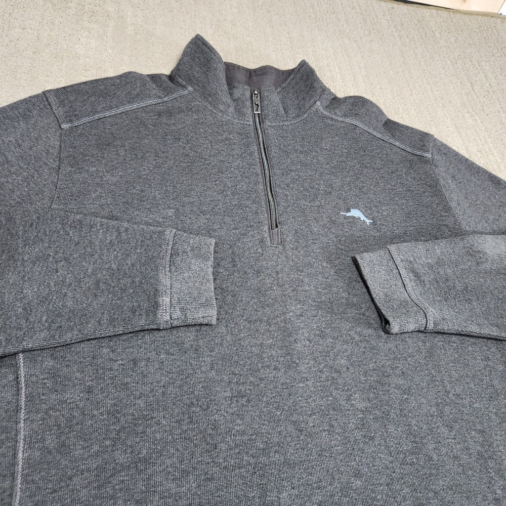 Tommy Bahama Sweatshirt Men 1XB Nassau Half Zip Pullover Sweater Cotton Gray
